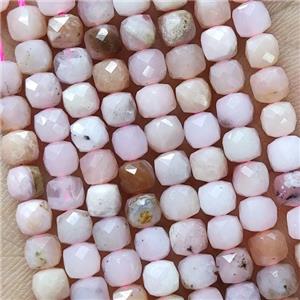 Natural Pink Opal Beads Faceted Cube, approx 3.7-4.4mm