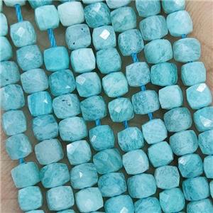 Natural Green Amazonite Beads Faceted Cube, approx 3.7-4.4mm