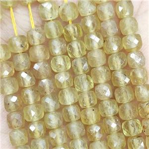 Natural Yellow Apatite Beads Faceted Cube, approx 3.7-4.4mm