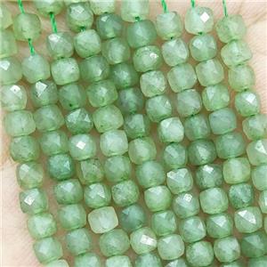 Green Tourmaline Beads Faceted Cube, approx 3.7-4.4mm