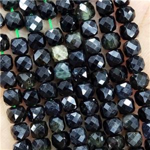 Natural Green Black Tourmaline Beads Faceted Cube, approx 3.7-4.4mm