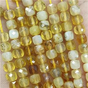 Natural Yellow Opal Beads Faceted Cube, approx 3.7-4.4mm