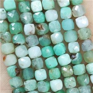 Natural Australian Chrysoprase Beads Green Faceted Cube, approx 3.7-4.4mm