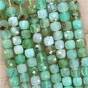 Natural Green Australian Chrysoprase Beads Faceted Cube, approx 3.7-4.4mm