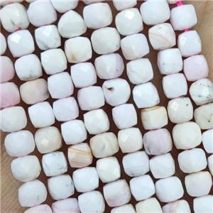 Natural Pink Queen Shell Beads Faceted Cube, approx 3.7-4.4mm