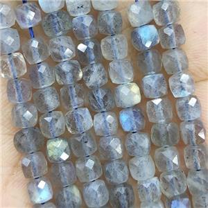 Natural Labradorite Beads A-Grade Faceted Cube, approx 3.7-4.4mm