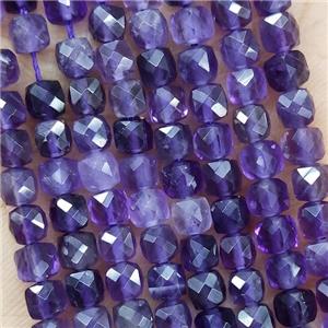 Natural Purple Amethyst Beads Faceted Cube, approx 3.7-4.4mm