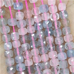 Natural Morganite Beads Pink Blue Faceted Cube, approx 3.7-4.4mm