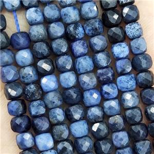 Natural Blue Dumortierite Beads Faceted Cube, approx 3.7-4.4mm
