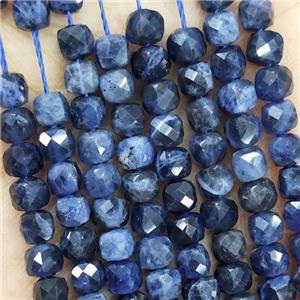 Natural Blue Sodalite Beads Faceted Cube, approx 3.7-4.4mm