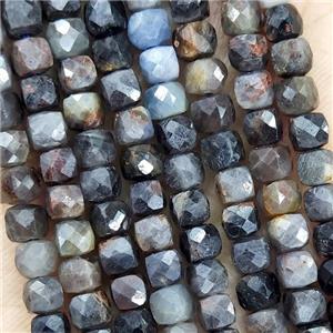 Natural Sapphire Beads B-Grade Faceted Cube, approx 3.7-4.4mm