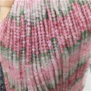Natural Strawberry Quartz Beads Pink Green Faceted Cube, approx 3.7-4.4mm