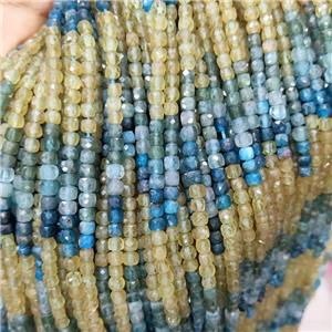 Natural Apatite Beads Multicolor Faceted Cube, approx 3.7-4.4mm