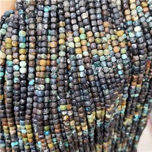 Natural Turquoise Beads Multicolor C-Grade Faceted Cube, approx 3.7-4.4mm