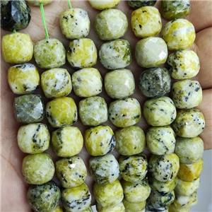 Natural Yellow Turquoise Beads Faceted Cube, approx 8.5-10mm