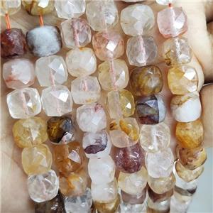 Natural Hematoid Quartz Beads Yellow Faceted Cube, approx 8.5-10mm