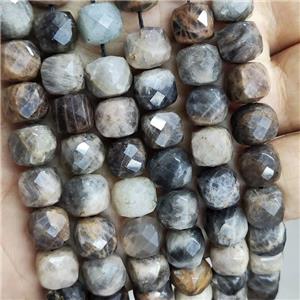 Natural Black Sunstone Beads Faceted Cube, approx 8.5-10mm