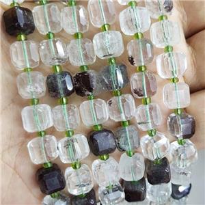 Natural Chlorite Quartz Beads Faceted Cube, approx 8.5-10mm