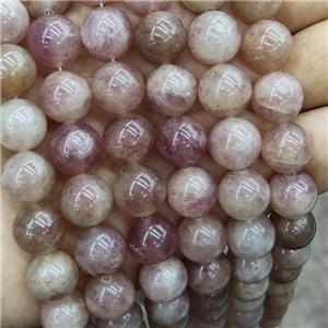 Natural Strawberry Quartz Beads Pink Smooth Round, approx 10mm dia