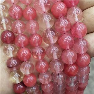 Synthetic Quartz Beads Red Smooth Round, approx 10mm dia