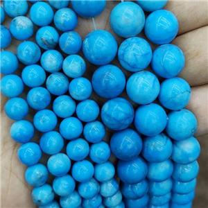 Howlite Turquoise Beads Blue Dye Smooth Round, approx 8mm dia