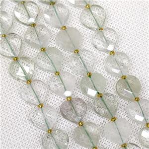 Natural Green Quartz Heart Beads Faceted, approx 12mm