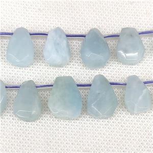 Natural Blue Aquamarine Beads Faceted Teardrop Topdrilled, approx 10-16mm