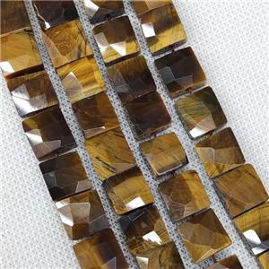 Natural Tiger Eye Stone Beads Faceted Square, approx 10-11mm