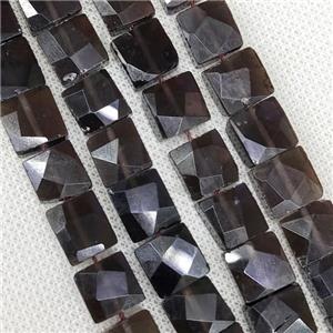 Natural Smoky Quartz Beads Faceted Square, approx 10-11mm