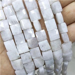 Natural White Moonstone Beads Faceted Square, approx 10-11mm