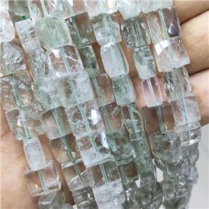 Natural Green Quartz Beads Faceted Square, approx 10-11mm