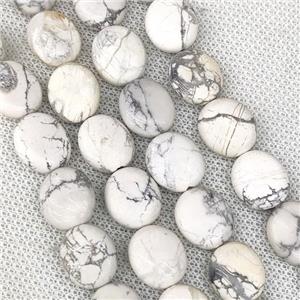 White Howlite Turquoise Oval Beads, approx 12-14mm