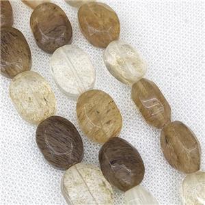 Synthetic Quartz Oval Beads Coffee, approx 15-20mm