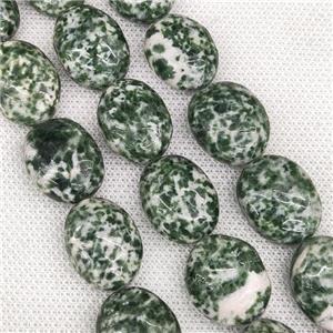Green Dalmatian Jasper Beads Oval Spot, approx 15-20mm