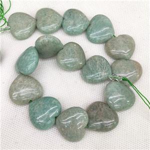 Natural Green Amazonite Heart Beads, approx 25-28mm