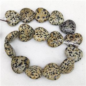 Natural Black Dalmatian Jasper Heart Beads, approx 25-28mm