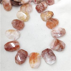 Natural Red Hematoid Quartz Slice Beads Topdrilled Faceted, approx 20-35mm