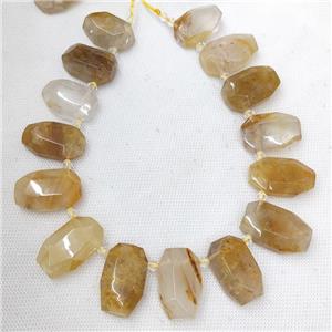 Natural Yellow Hematoid Quartz Slice Beads Topdrilled Faceted, approx 20-35mm