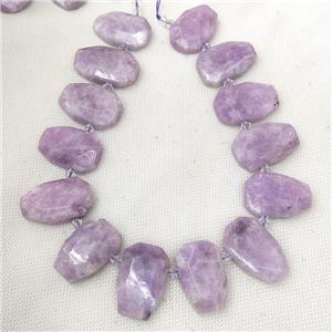 Natural Purple Lepidolite Slice Beads Topdrilled Faceted, approx 20-35mm