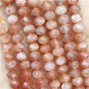 Natural Orange Sunstone Beads Faceted Rondelle, approx 5.6-6mm