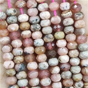 Natural Rhodochrosite Beads Pink Faceted Rondelle, approx 4.7-5.5mm