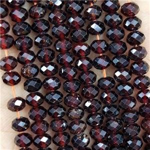Natural Garnet Beads Dard Red Faceted Rondelle, approx 4.7-5.5mm