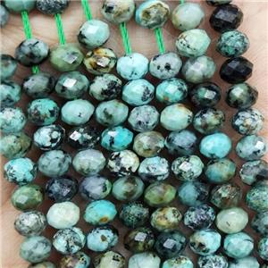 Natural African Turquoise Beads Green Faceted Rondelle, approx 4.7-5.5mm