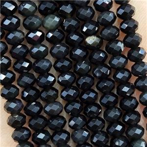 Natural Obsidian Beads Gold Spot Faceted Rondelle, approx 4.7-5.5mm