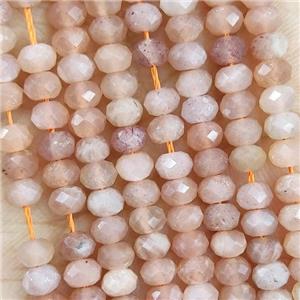 Natural Peach Moonstone Beads Faceted Rondelle, approx 4.7-5.5mm
