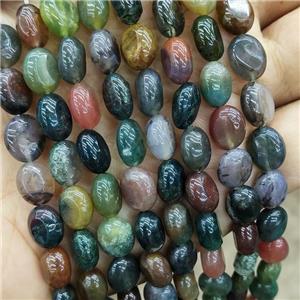 Natural Indian Agate Oval Beads Multicolor, approx 8-10mm