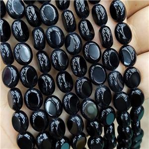 Natural Agate Oval Beads Black Dye, approx 8-10mm
