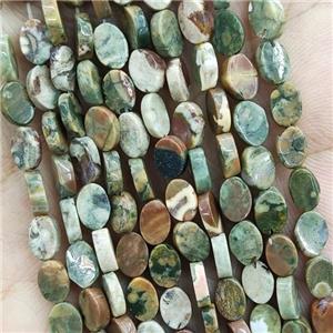 Natural Rhyolite Beads Oval Green, approx 4-6mm