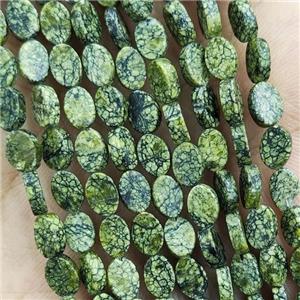 Green Snowflake Jasper Oval Beads, approx 4-6mm