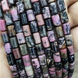 Natural Chinese Rhodonite Tube Beads Pink, approx 6-10mm